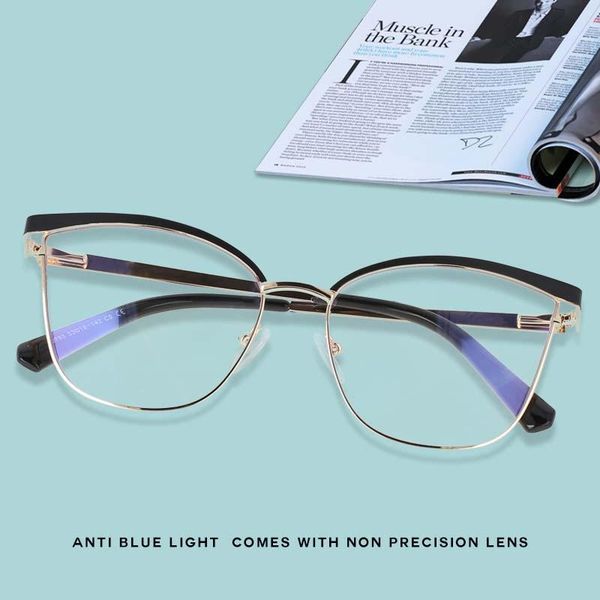 

sunglasses 53165 lentes filtro azul mujer metal ladies decorative eyewear cat eye vintage women's protective work computer eyeglasses, White;black