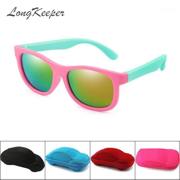

sunglasses brand designer polarized kids tr90 children boys girls glasses fashion safety sun gafas car case uv400 r06, White;black