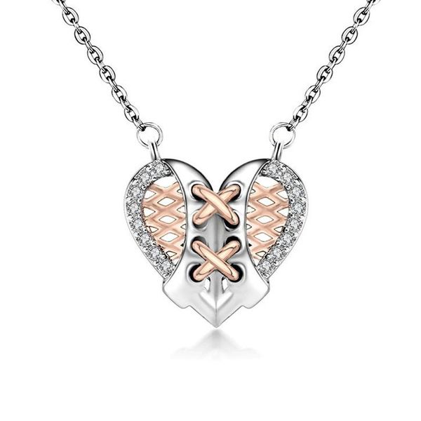 

pendant necklaces creative double color heart necklace romantic couple black silver clavicle chain valentine's day jewelry gift