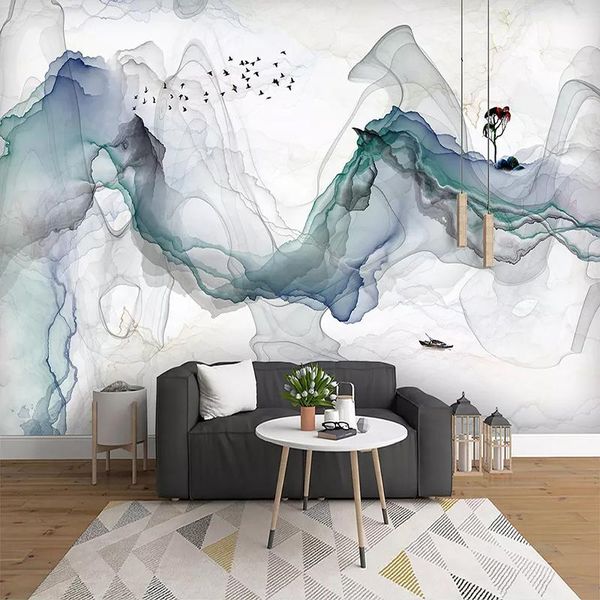 

wallpapers drop custom po wallpaper mural papel de parede 3d abstract ink mountain water landscape art wall painting decoration