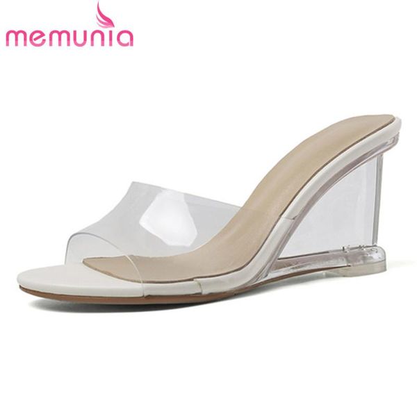

slippers memunia 2021 arrival women fashion transparent pumps summer high heels party shoes white apricot, Black