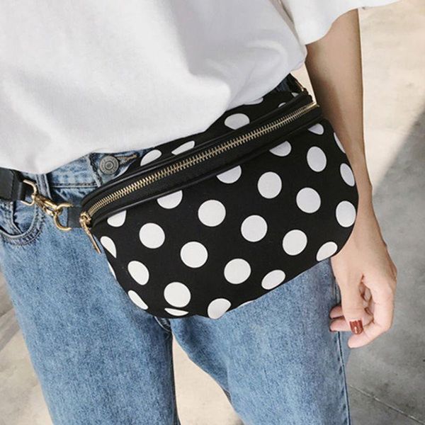 

waist bags classic dots crossbody belt fanny pack phone pouch women pu leather zipper chest bag purse