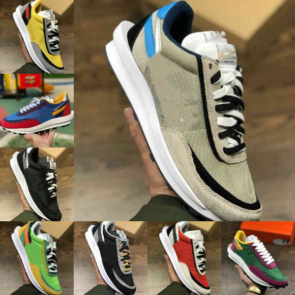 

sell 2021 mens running sports shoes fashion ldv waffle women waffle racer black white nylon summit multi pine green trainers varsity sneaker