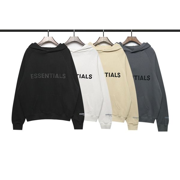 

bear of god essentials fog chest letter loose men's and women's hoodie, Black