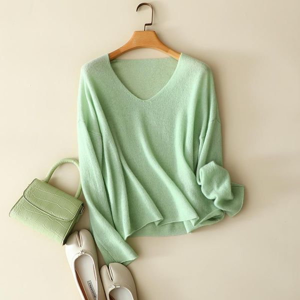 

100% cashmere v neck sweater women drop shoulder fashion pullovers knitted ladies chic solid color women's sweaters, White;black