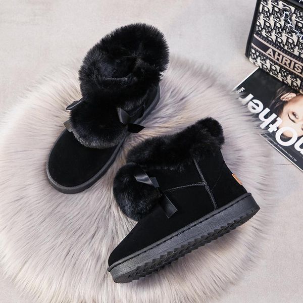 

boots women's net red snow plush shoes fashionable high thermal, Black