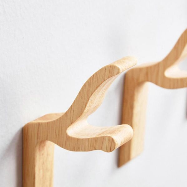 

natural wooden coat hook study wall mounted clothes scarf hat bag storage hanger can csv hangers & racks