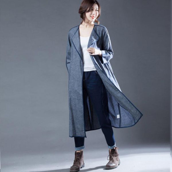 

women's trench coats 2021 autumn fashion turndown collar loose long section solid color thin all-match explosion women, Tan;black