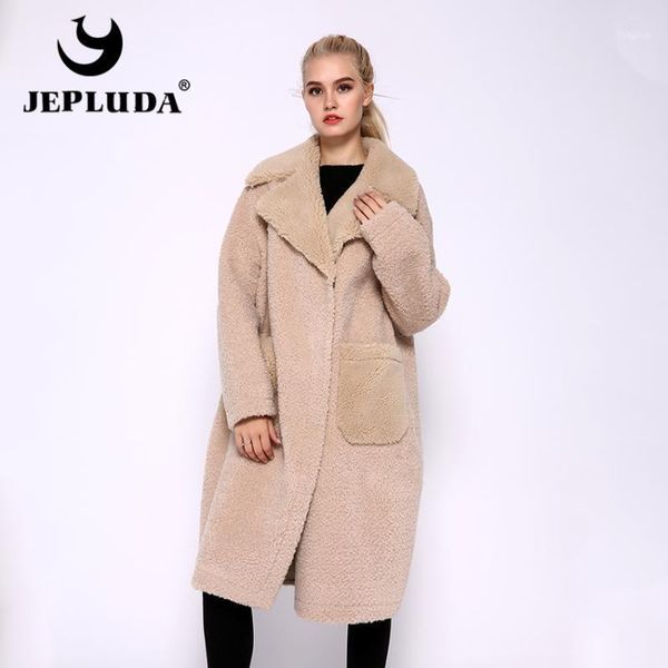 

elegant office lady wool blends winter coat women long loose type real fur thick warm jacket1, Black