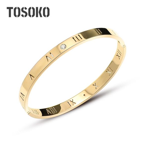 

link, chain tofflo stainless steel jewelry roman numeral diamond inlaid bracelet wide edition lovers bsz042, Black