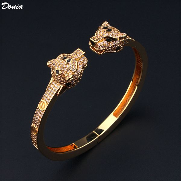 

donia jewelry party european and american fashion double headed leopard miniature inlaid zirconia bracelet designer bracelet, Black