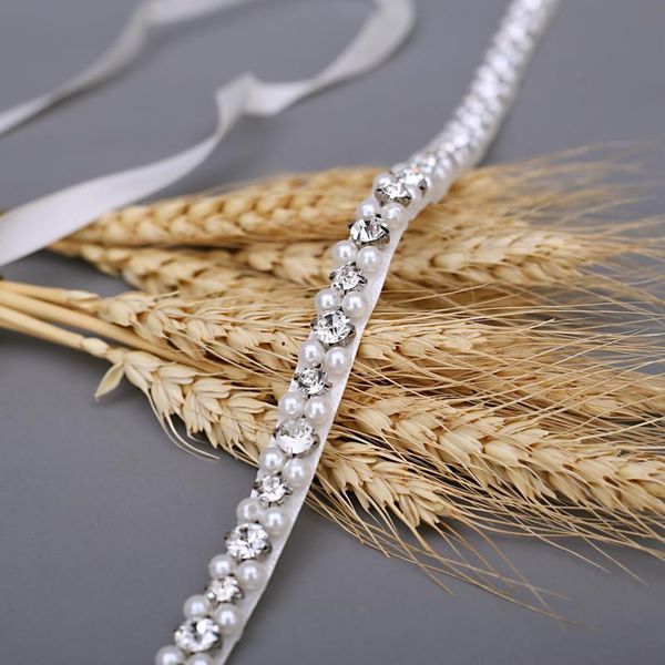 

wedding sashes amorarsi s381 rhinestone belts for women pearl bridal crystal dress accessories sash bride ribbion belt, White