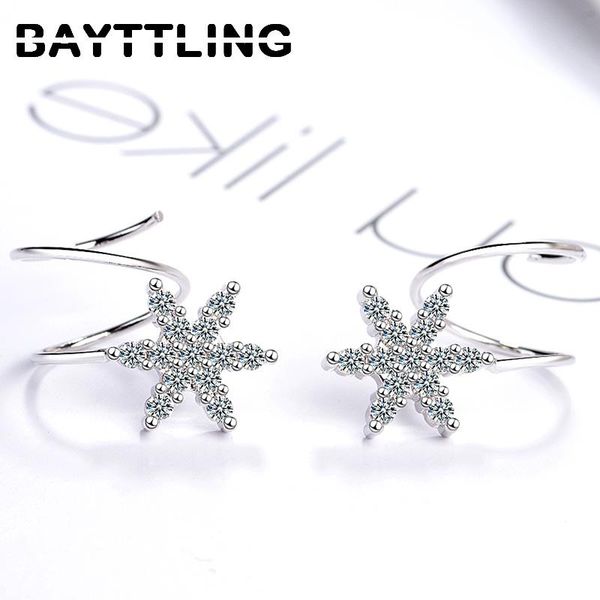 

dangle & chandelier bayttling 925 sterling silver 15 mm exquisite snowflake zircon earrings for woman charm wedding jewelry gift couple