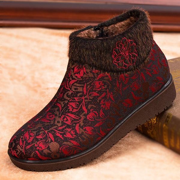 

boots winter for women plush warm ladies platform shoes fashion female heel plus size, Black