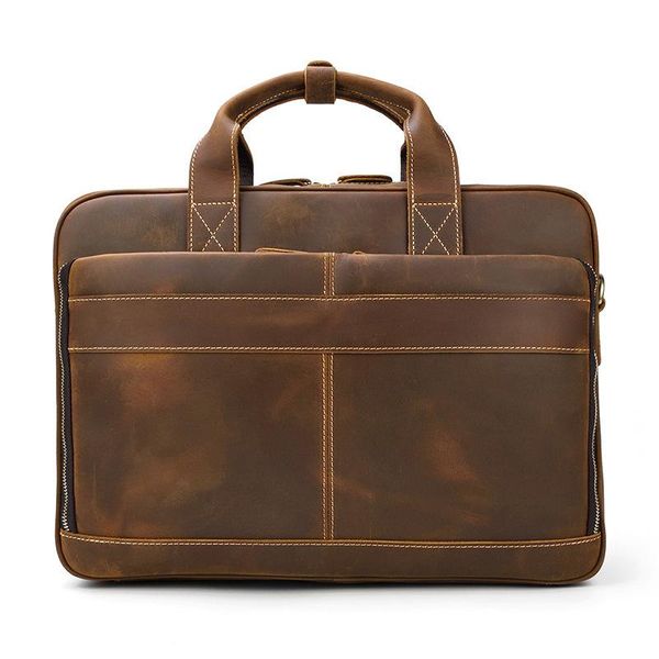 

genuine leather solid men's bag 15 inch briefcase bags messenger office portable lapbusiness totes briefcases