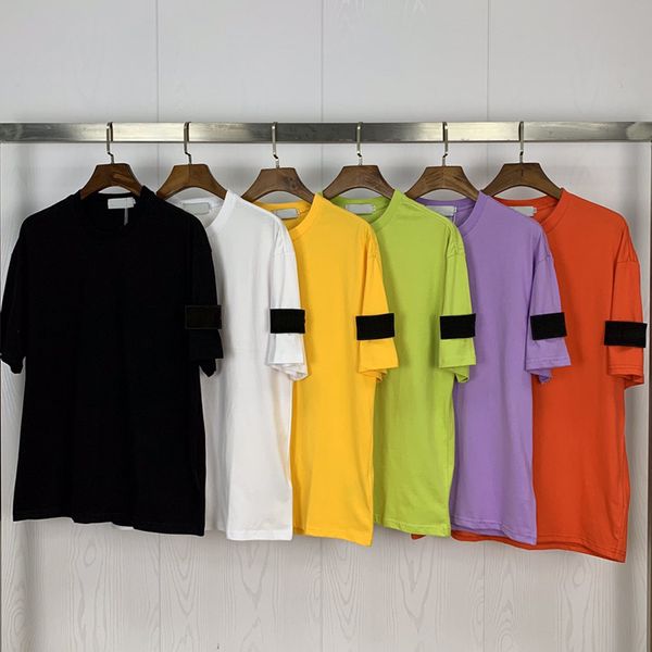 

men embroidered branded logo patch t-shirts brand designer t shirts casual basic cotton tee for men women couple streetwear techwear, White;black