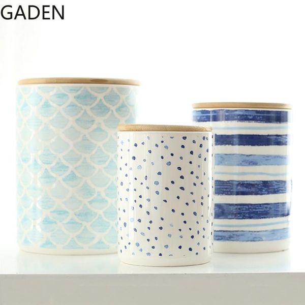 

storage bottles & jars creative wave pattern ceramic tank with lid sealed european style household kitchen utensils cereal dispenser
