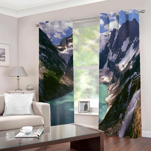 Tende per tende Po Custom Snow Mountain Blue Lake Natura Paesaggio per soggiorno Camera da letto Pittura 3D Blackout Sets