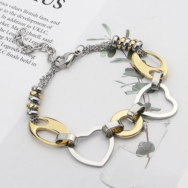 

charm bracelets fashion jewelry more accessories heart and beads bracelet for love woman style brand pulseiras, Golden;silver