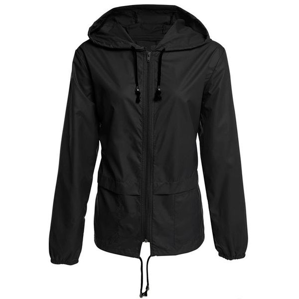 

women waterproof windbreaker jacket running outdoor quick drying clothes zipper hooded long sleeve autumn and winter, Black;red