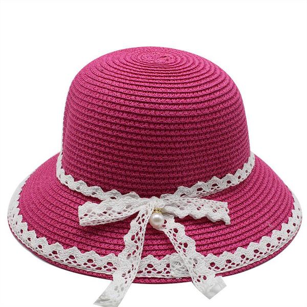 

seioum 2021 summer baby bow breathable hat straw with kids boy girls sun visor uv protection panama gorras caps & hats, Yellow