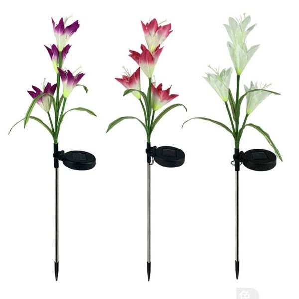 

lawn lamps garden lights lily lantern simulation abs 80cm length solar energy colorful stainless steel courtyard decoration