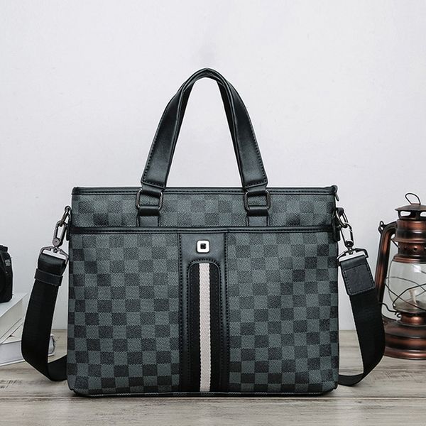 

fashion trend lattice shoulder bag men's msenger hand briefcase busins