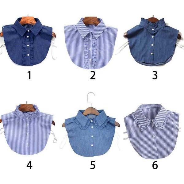

neck ties fashionable stripe denim lace collar shirt false necktie detachable fake lapel, Blue;purple