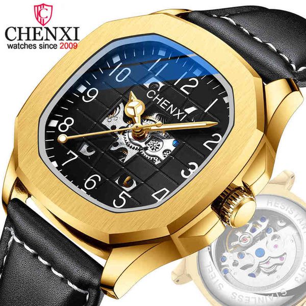 

automatic men chenxi mechanical watches tours clock fashion business leather waterproof polar, Slivery;brown