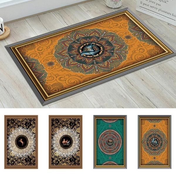 

bath mats floor mat retro style pattern non-skid bathroom decor living room carpets(50*80 cm)