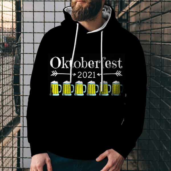 

men's sweater beer ftival 3d digital printed hooded sweater kgul, Black