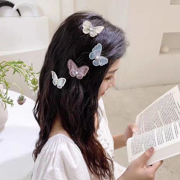 Girls Cabelo Ins clips Pano Borboleta Cabeleireiro Acessórios Pin Clip Fit Pin Hairpin Overlock Glass Clip Joker