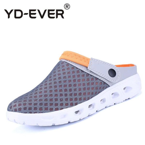 

slippers yd-ever men summer sandals breathable mesh sandal beach shoes water man fashion slides plus size, Black
