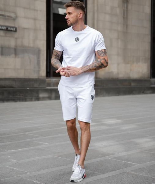 

men's tracksuits 2021 summer casual sports suit letter strip comfortable breathable running shorts t-shirt fashion short sleeve, Gray