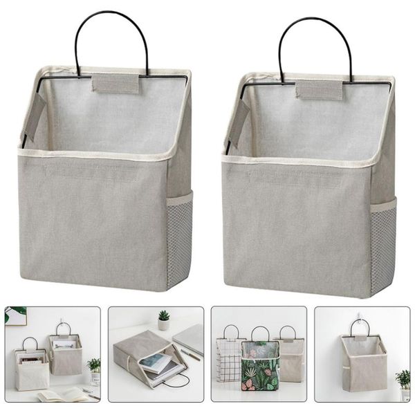

storage bags 2sets hanging bag practical grocery pouch door wall grey