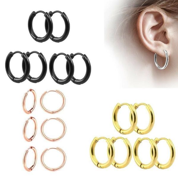 

hoop & huggie 1pc stainless steel small earrings for women silver color circle ear ring piercing punk hoops earring, Golden;silver