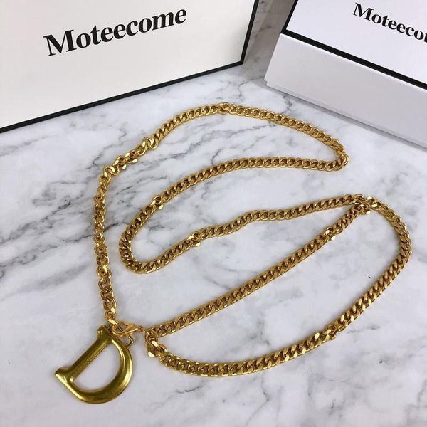 

waist chain belt d letter gold metal belts for women tassel ketting riem ceinture femme dress waistband cintos1, Black;brown