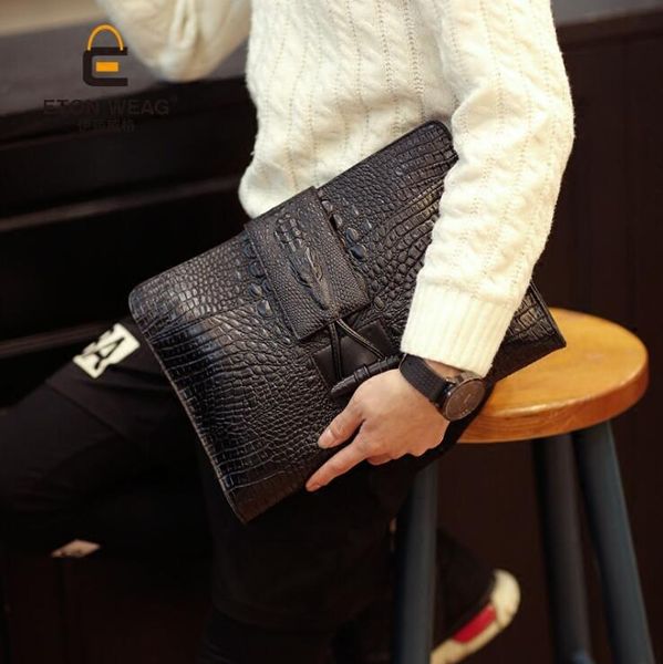 

factory wholesa package crocodile lines men hand bag briefcase embossed leisure restoring ancient ways leading buckles mens handbags