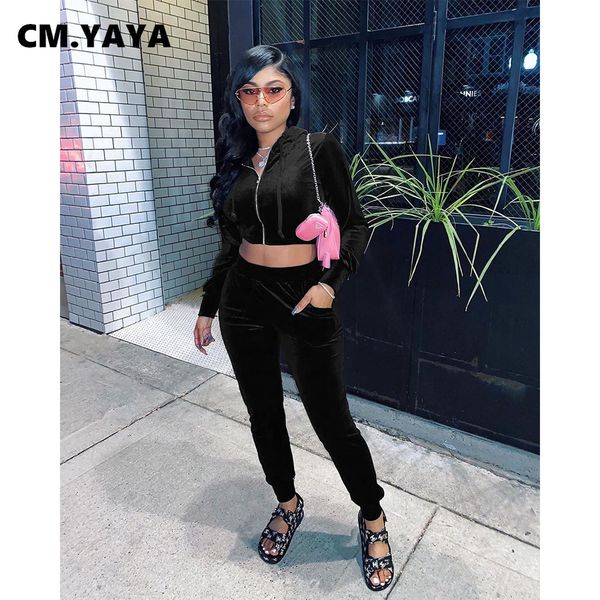 

fashion classic veet womens set hooded sweatshirt jogger pants suit trasuit matching two piece set casual outfitsby air, White