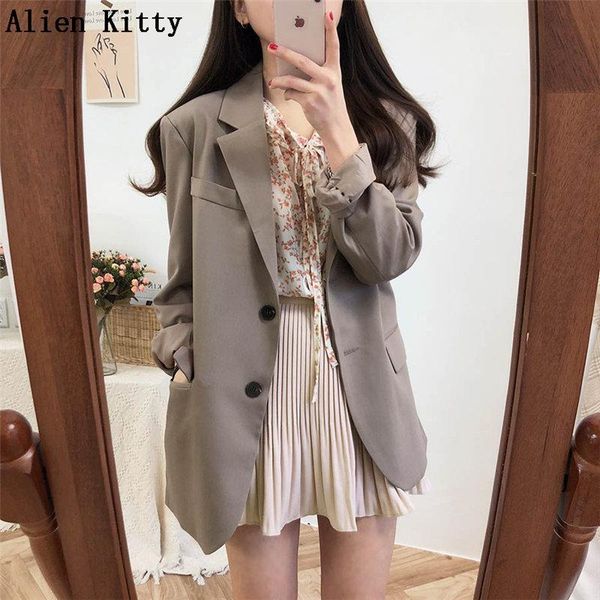 

women's suits & blazers alien kitty office lady long sleeve elegant style solid autumn casual blazer women single breasted female coat, White;black