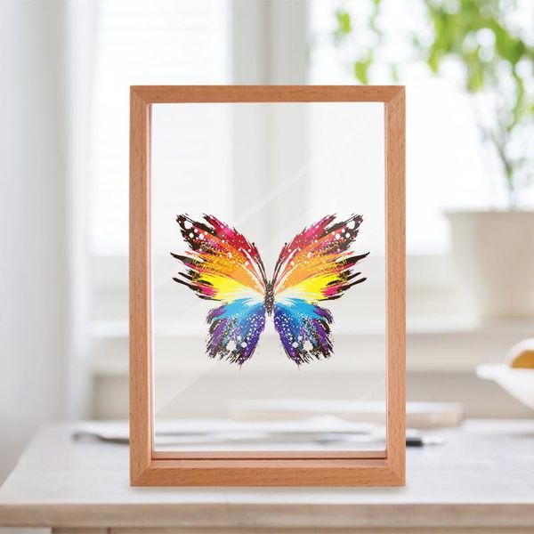 

colorful butterfly pattern painting frame home deskdecoration six inch wooden personalized picture po frames gift present