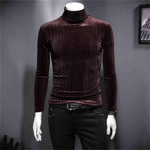 

t-shirts men's t-shirt men's winter gold velvet high collar korean version of the self-cultivation wild youth plus thickening shir, White;black