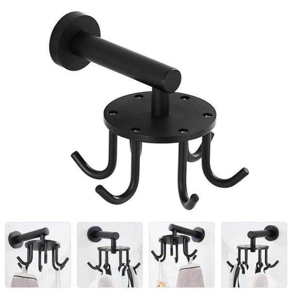 

1pc space aluminum bathroom hanger swivel clothes hook wall hanging hooks & rails