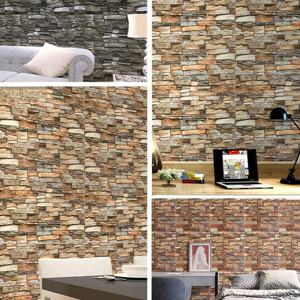 

wall stickers self-adhesive 3d waterproof sticker retro brick wallpaper bar restaurantkitchen living room tv home decor foam