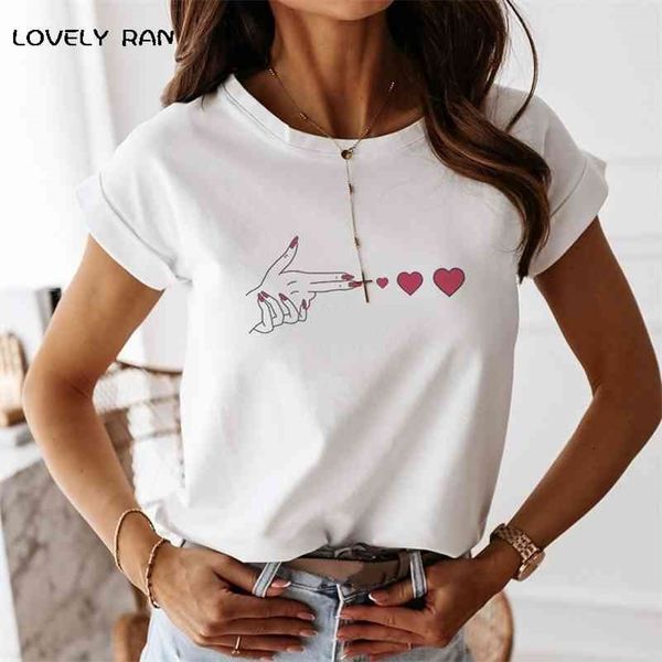 

100% cotton short sleeve women's t-shirt letter print dramatic casual loose simple tshirt female summer streetwear t shirts 210324, White