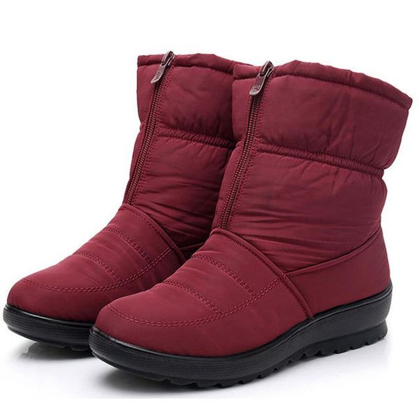 

waterproof boots women snow winter warm fur ankle for shoes female boot ladies red plus size, Black