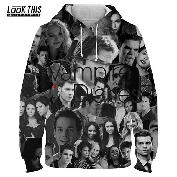 

men's hoodies & sweatshirts the vampire diaries 3d oversized hoodie autumn 2021 fleece hooded sweatshirt boys teen casual hoody pullove, Black