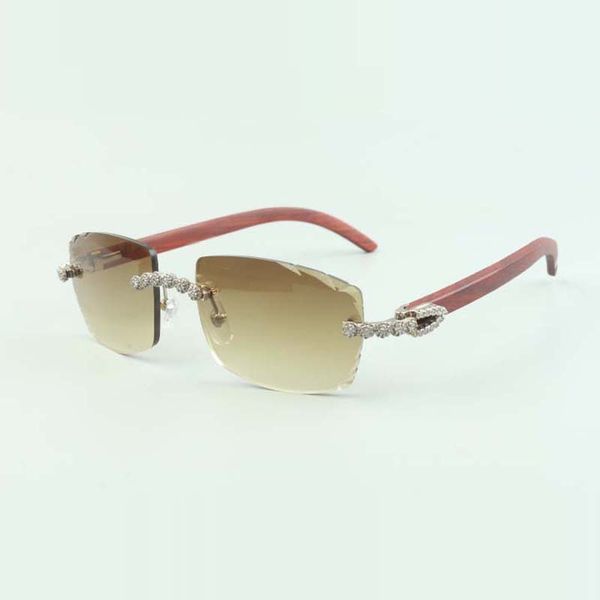 

2022 bouquet diamond sunglasses 3524015 with natural original wooden sticks and cut lens 3.0 thickness, White;black