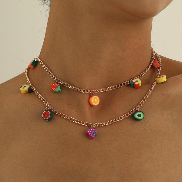 

pendant necklaces states act the role ofing is tasted sweet fruit wind multielement ls model necklace character double thick chain sautoir, Silver