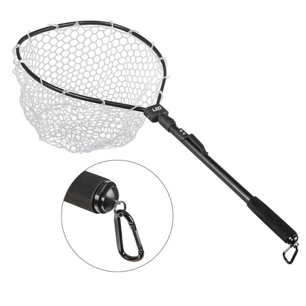 

fishing accessories black aluminum alloy fast folding rubber mesh net with handle durable and portable ys-buy